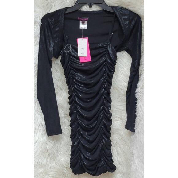 With Jules Big Girls Ruched Sleeveless Dress & Shrug Set XL - Picture 2 of 3